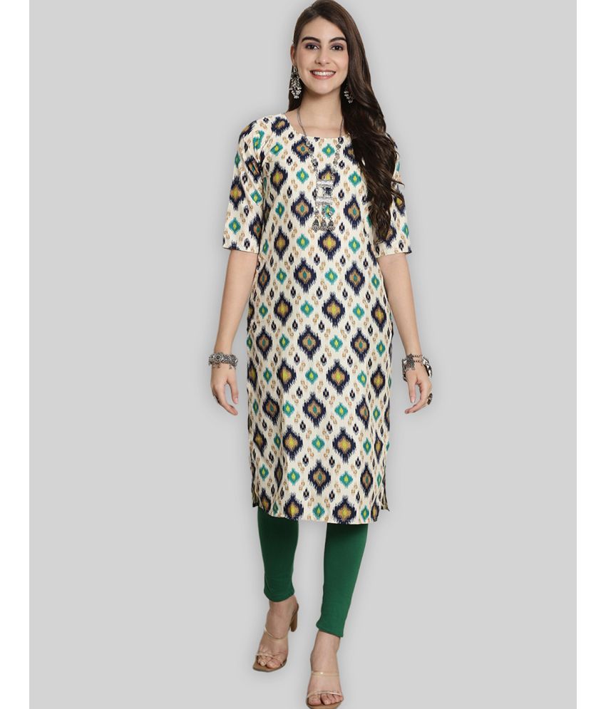     			7Threads Crepe Printed Straight Women's Kurti - Blue ( Pack of 1 )