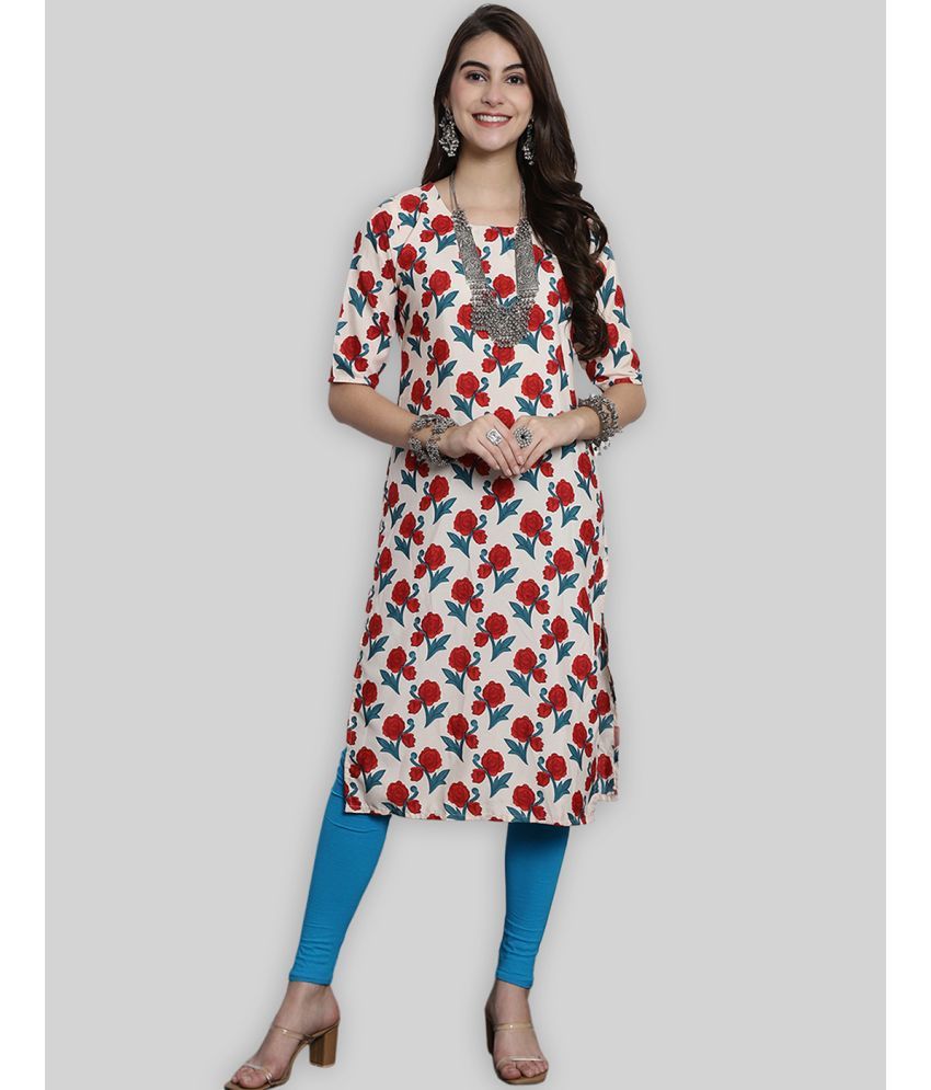     			7Threads Crepe Printed Straight Women's Kurti - Red ( Pack of 1 )