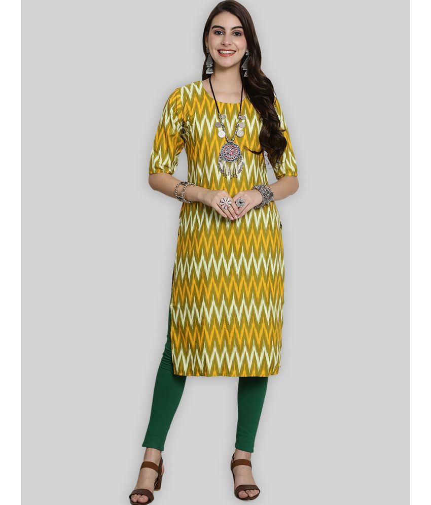     			7Threads Crepe Printed Straight Women's Kurti - Yellow ( Pack of 1 )