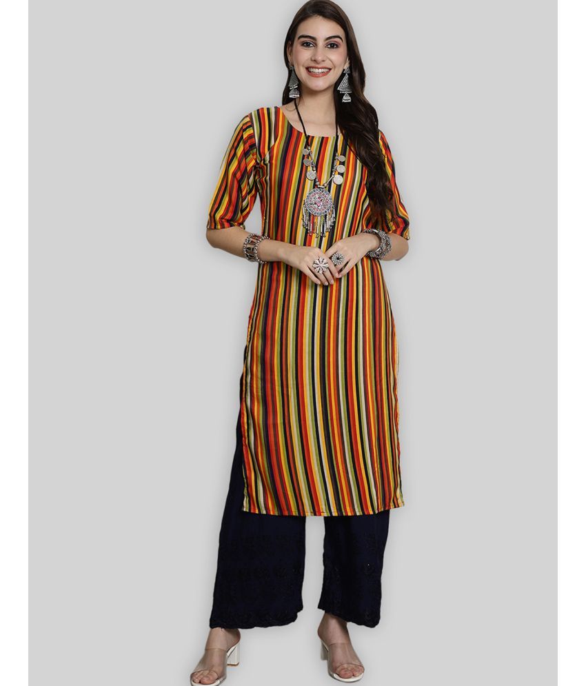     			7Threads Crepe Printed Straight Women's Kurti - Multicolor ( Pack of 1 )