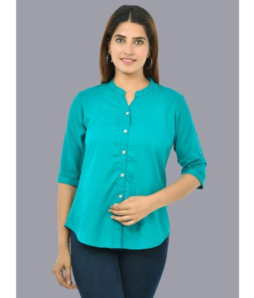     			FABISHO Turquoise Rayon Women's Shirt Style Top ( Pack of 1 )