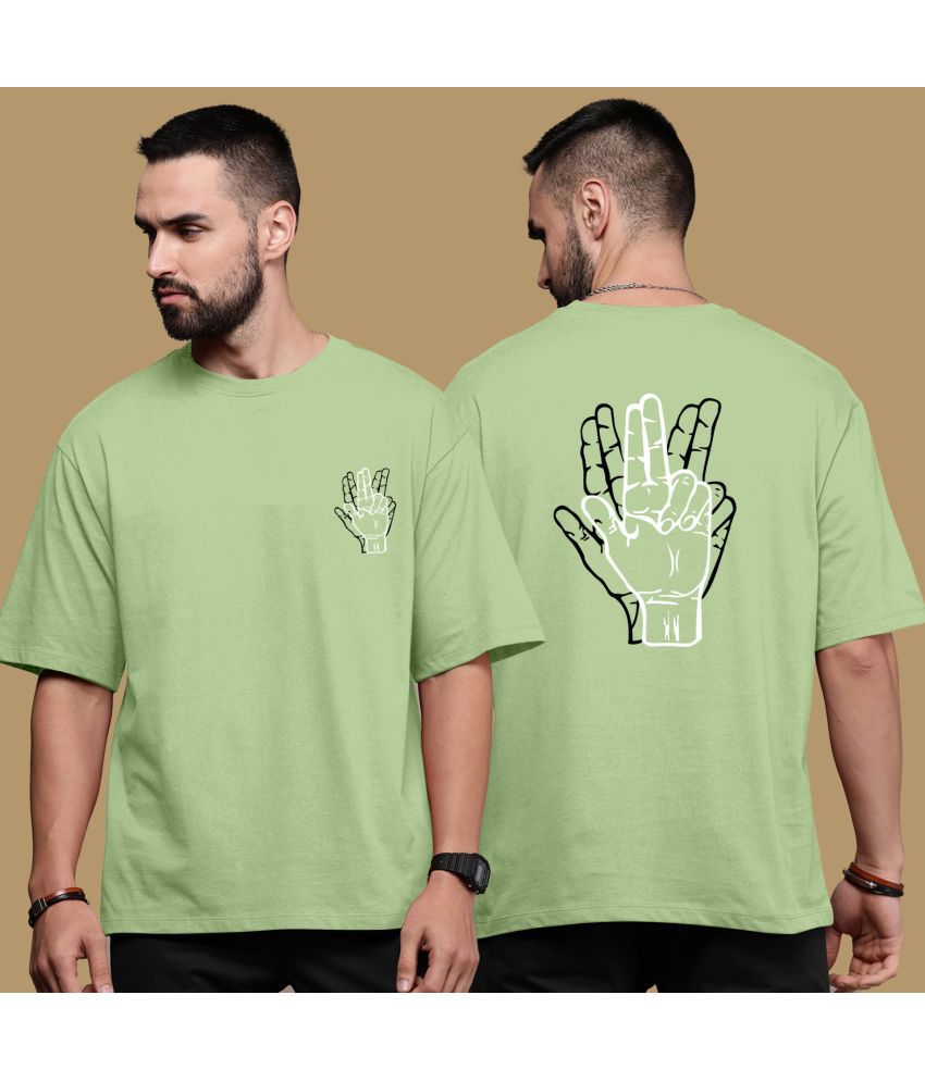     			KAJARU Polyester Oversized Fit Printed Half Sleeves Men's T-Shirt - Olive Green ( Pack of 1 )