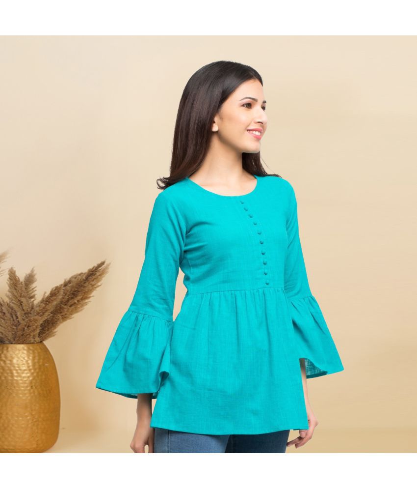     			Yash Gallery Turquoise Cotton Women's A-Line Top ( Pack of 1 )