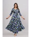 ANNEIV Rayon Printed Anarkali Women's Kurti - Blue ( Pack of 1 )