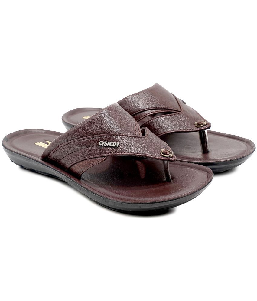     			ASIAN Brown Men's Leather Slipper