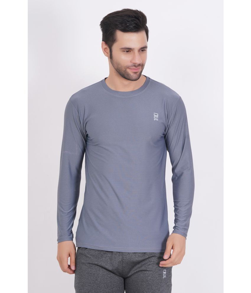     			DAFABFIT Polyester Slim Fit Solid Full Sleeves Men's T-Shirt - Grey ( Pack of 1 )