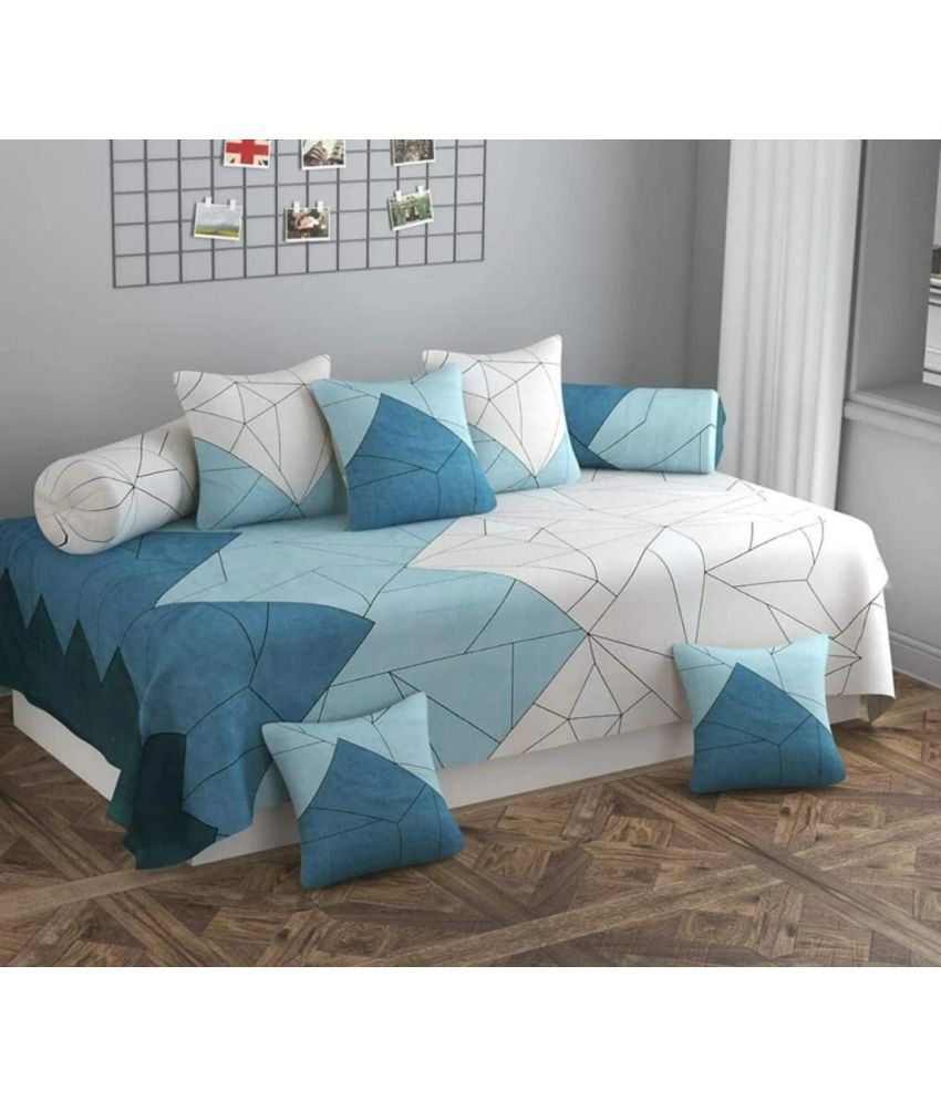     			Home Style Polyester Geometric Diwan Set 8 Pcs - Multi