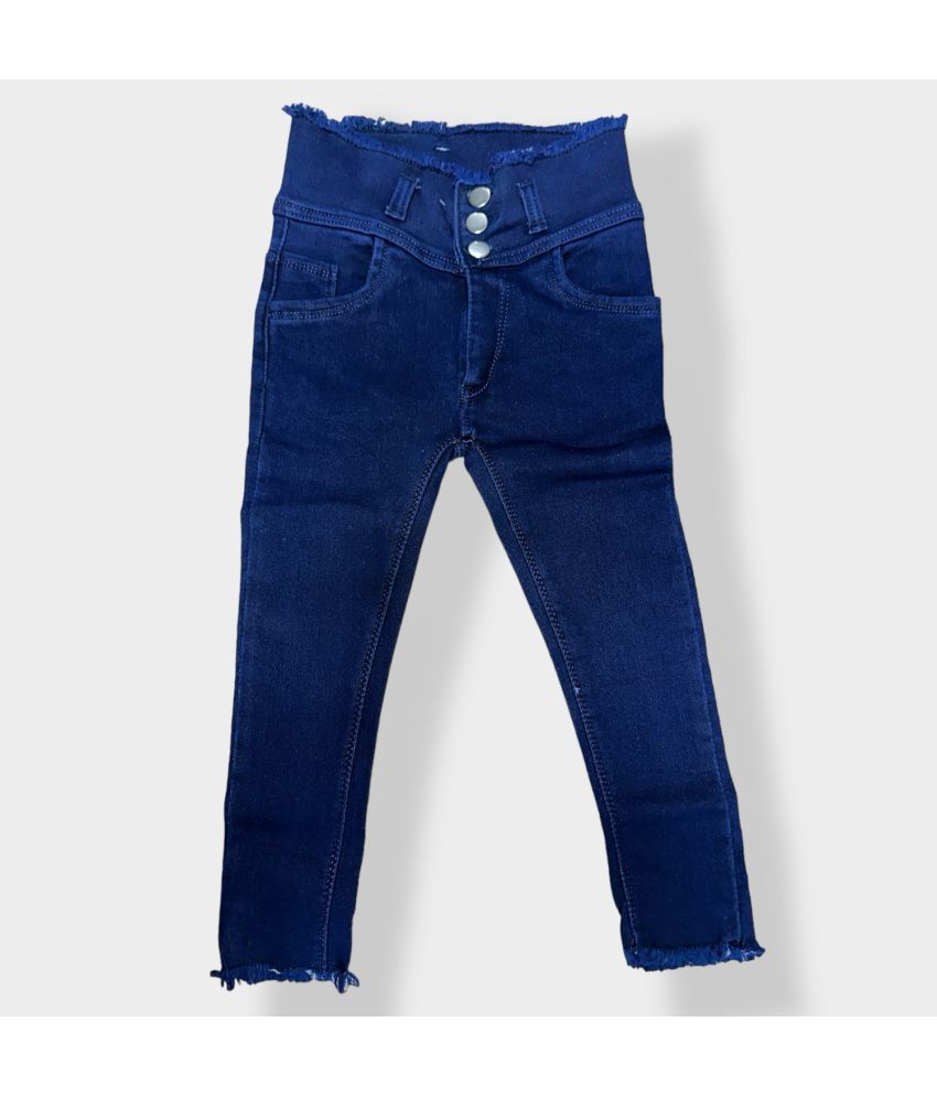     			ICONIC ME- Kids Girls Plain Denim Jeans | Premium Denim Dark Blue Jeans