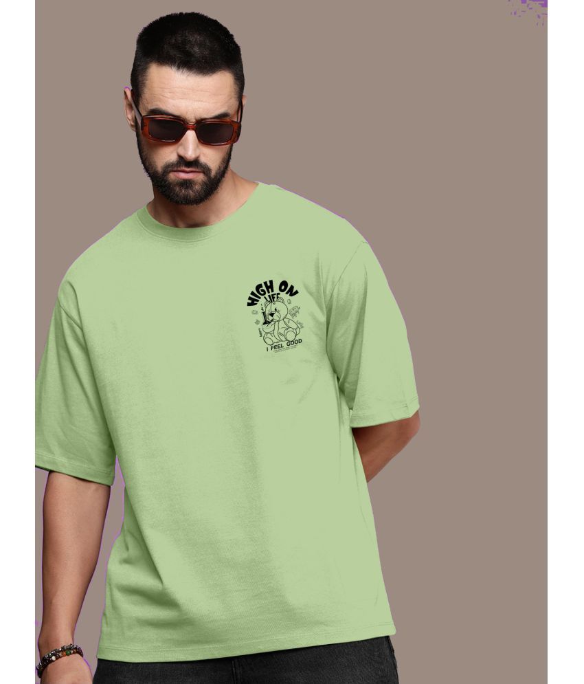     			KAJARU Polyester Oversized Fit Printed Half Sleeves Men's T-Shirt - Olive Green ( Pack of 1 )