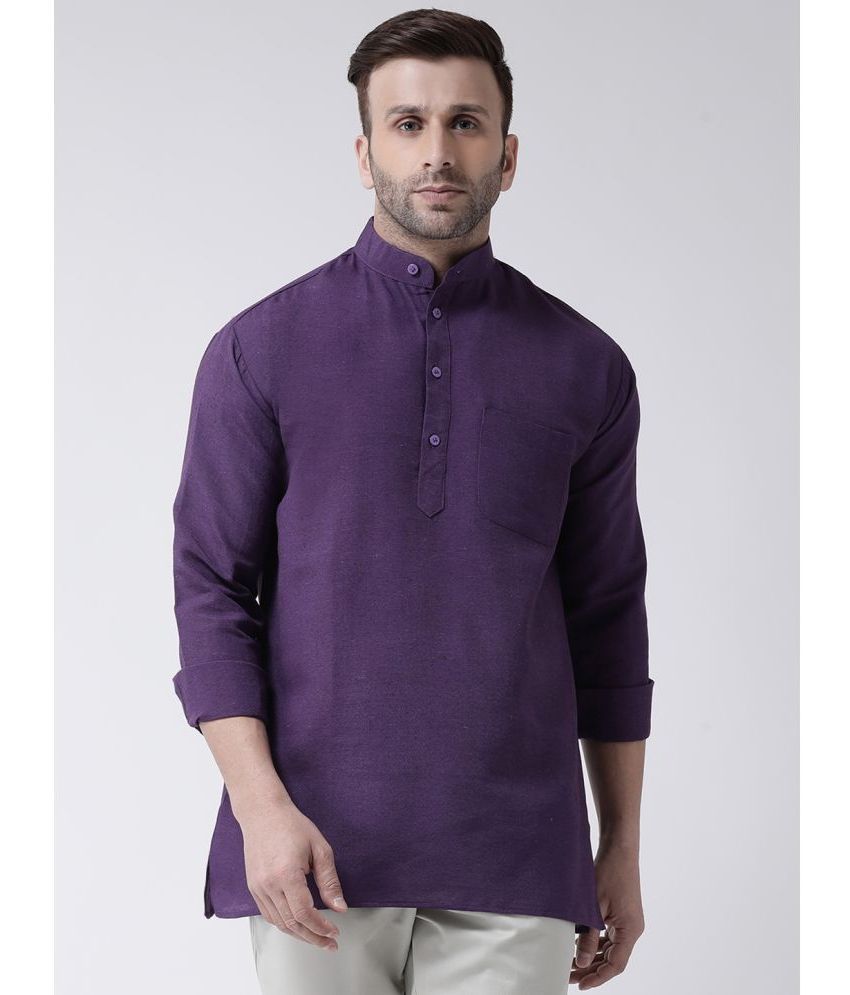     			RIAG Purple Cotton Men's Shirt Style Kurta ( Pack of 1 )