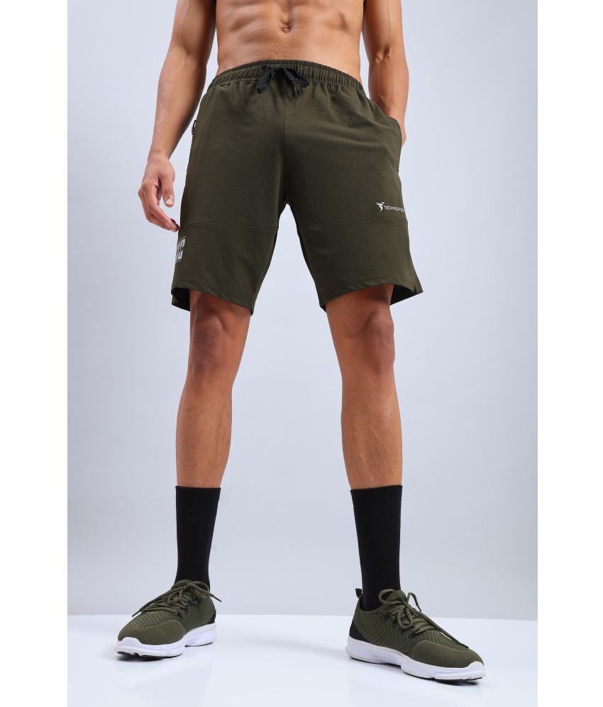     			Technosport Green Polyester Men's Gym Shorts ( Pack of 1 )