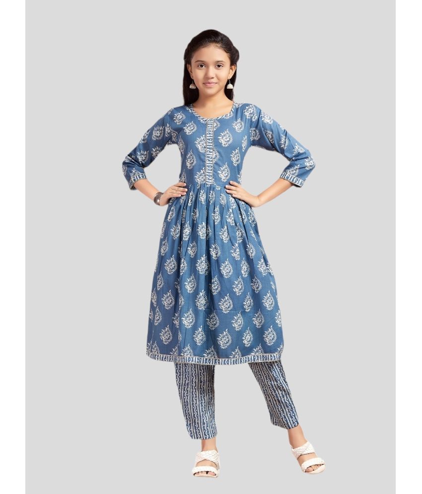     			Aarika Blue Cotton Girls Kurta and Pant Set ( Pack of 1 )