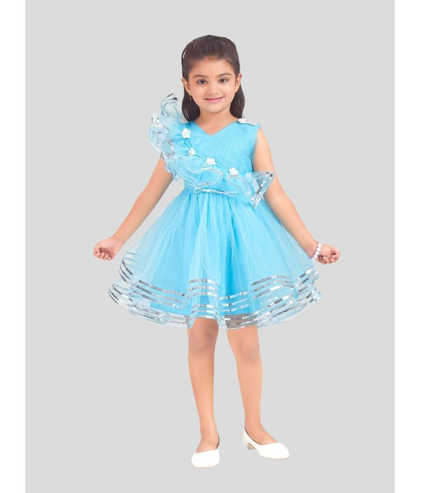     			Aarika Turquoise Net Girls Fit And Flare Dress ( Pack of 1 )