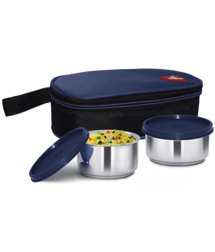     			Dhara Stainless Steel Break Time 2 BLUE Stainless Steel Lunch Box 2 - Container ( Pack of 1 )