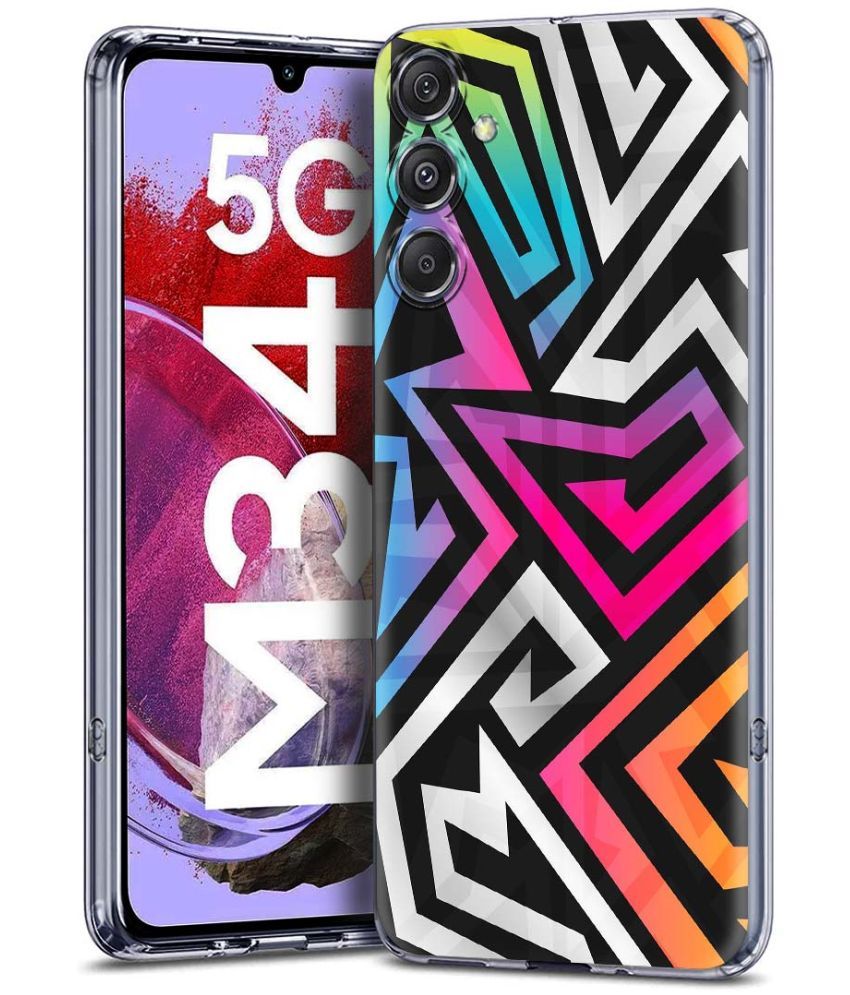     			Fashionury Multicolor Printed Back Cover Silicon Compatible For Samsung Galaxy M34 5G ( Pack of 1 )