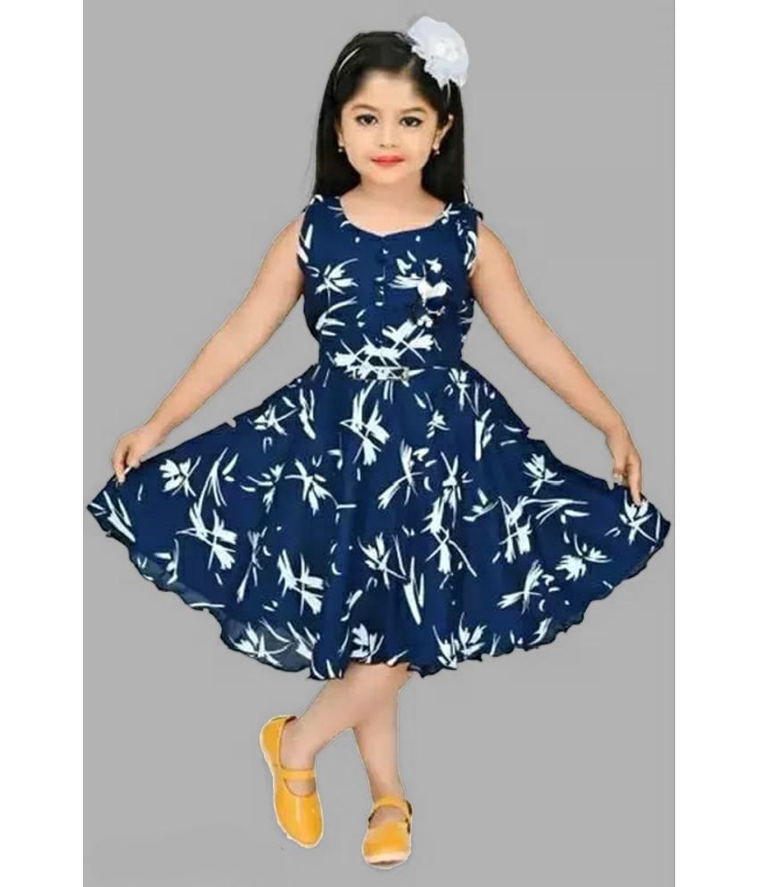     			OFLINE SELCTION Blue Rayon Girls Frock ( Pack of 1 )