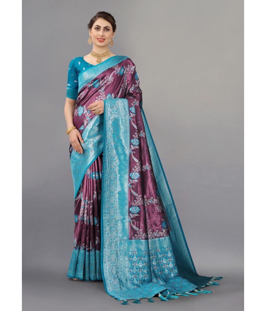     			OFLINE SELCTION Silk Embellished Saree With Blouse Piece - LightBLue ( Pack of 1 )