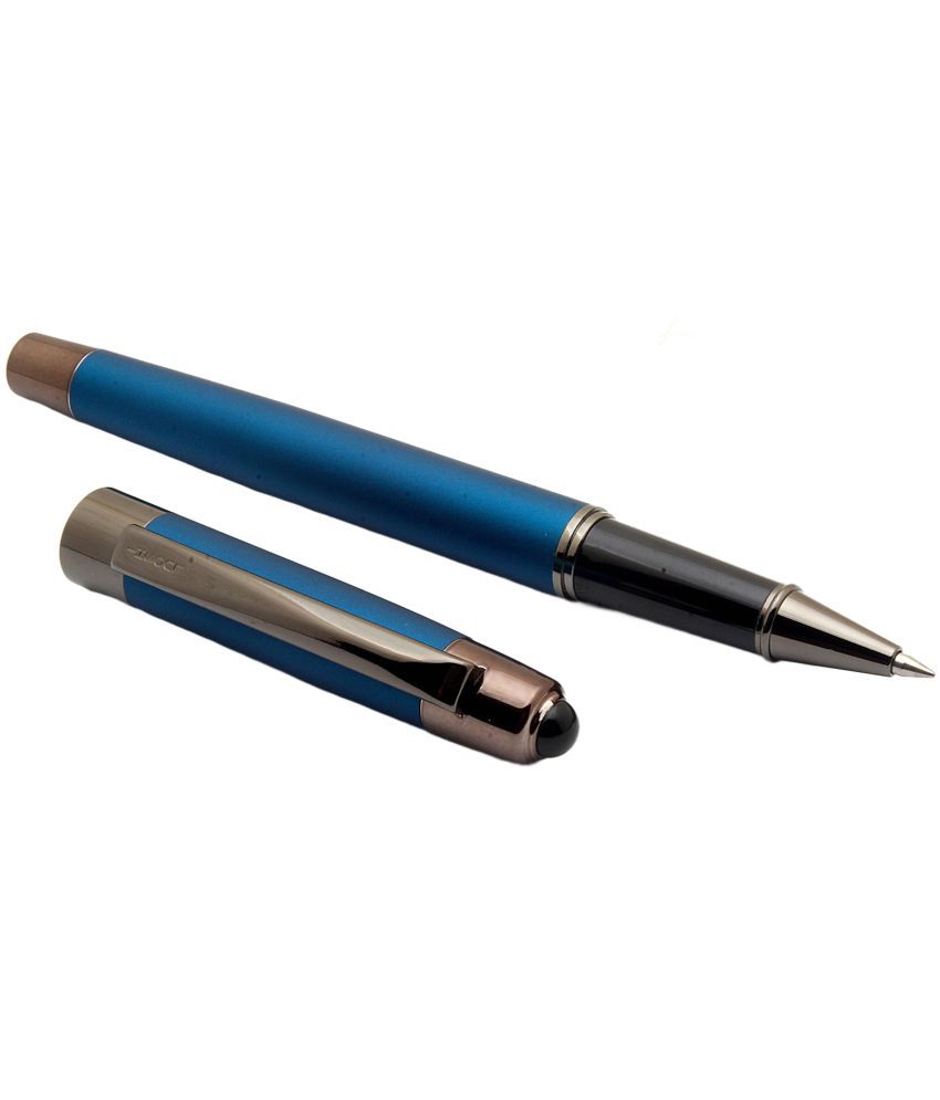     			Srpc Luoshi 5307 Matte Blue Metal Body Rollerball Pen With Gunmetal Trims & Blue Refill