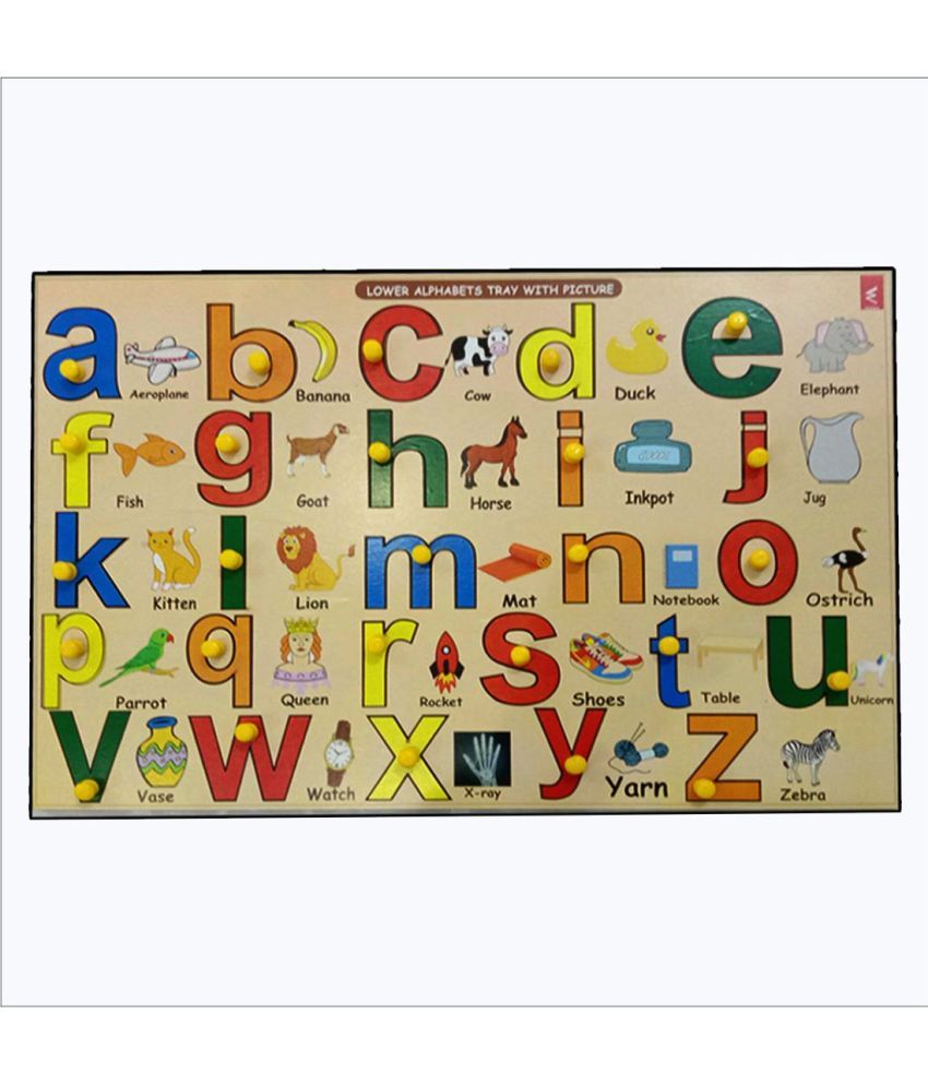     			WISSEN Wooden Small Alphabet Peg Board Puzzle- 12*18 inch