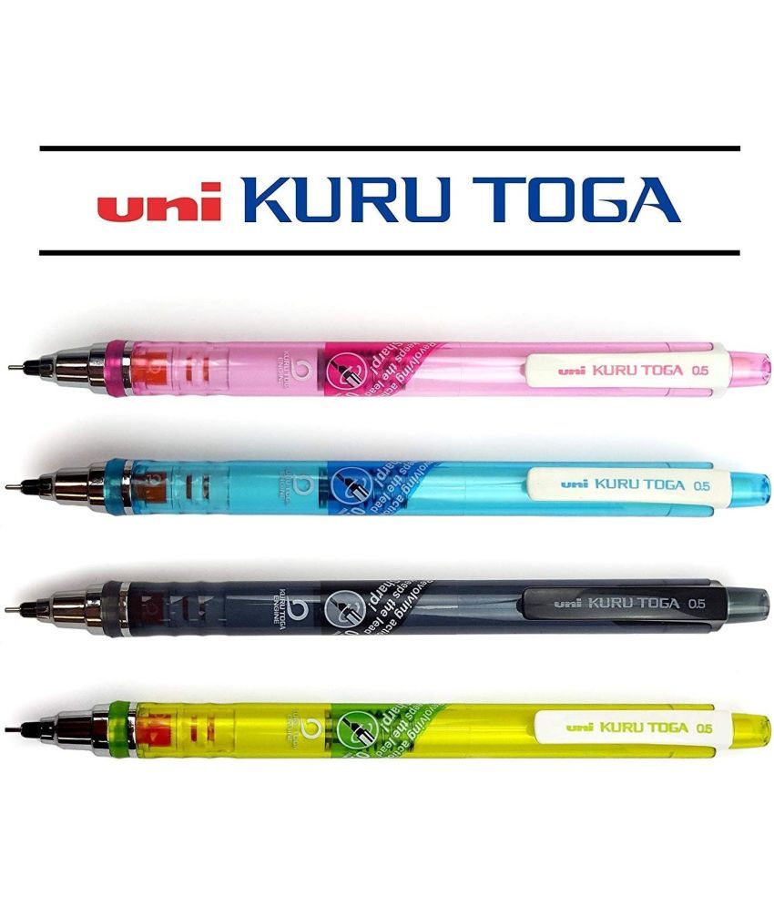     			uni-ball Kurutoga M5-450T 0.5mm, Built in Eraser (Multicolor Body) Pencil (Set of 4, Multicolor)