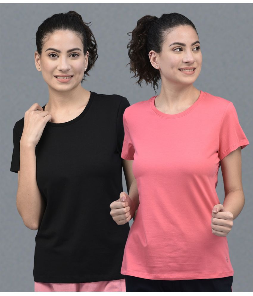     			Dollar Multicolor Cotton Blend Regular Fit Women's T-Shirt ( Pack of 2 )