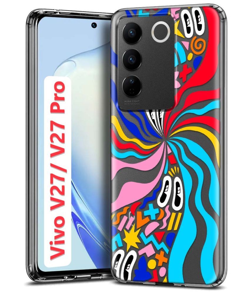     			Fashionury Multicolor Printed Back Cover Silicon Compatible For Vivo V27 5G ( Pack of 1 )