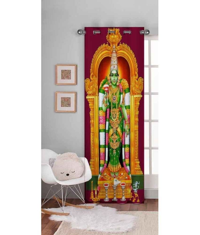     			HOMETALES Ethnic Semi-Transparent Eyelet Curtain 5 ft ( Pack of 1 ) - Multicolor