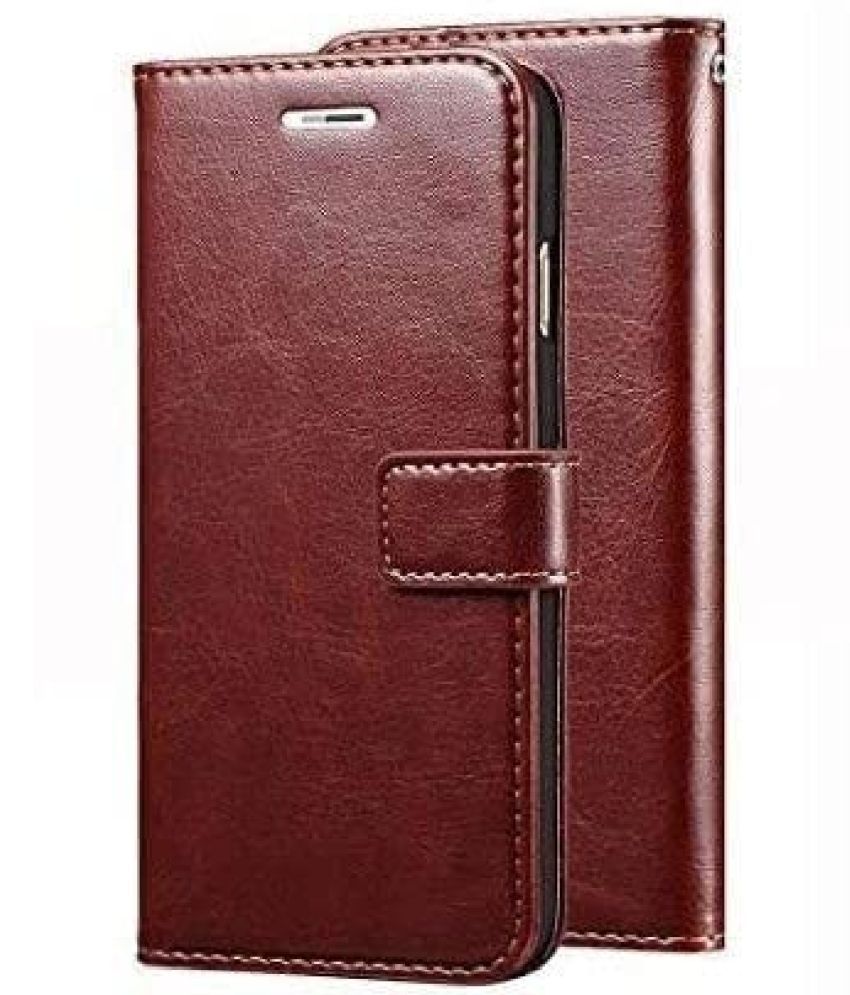     			Kosher Traders Brown Flip Cover Artificial Leather Compatible For Realme c21 ( Pack of 1 )