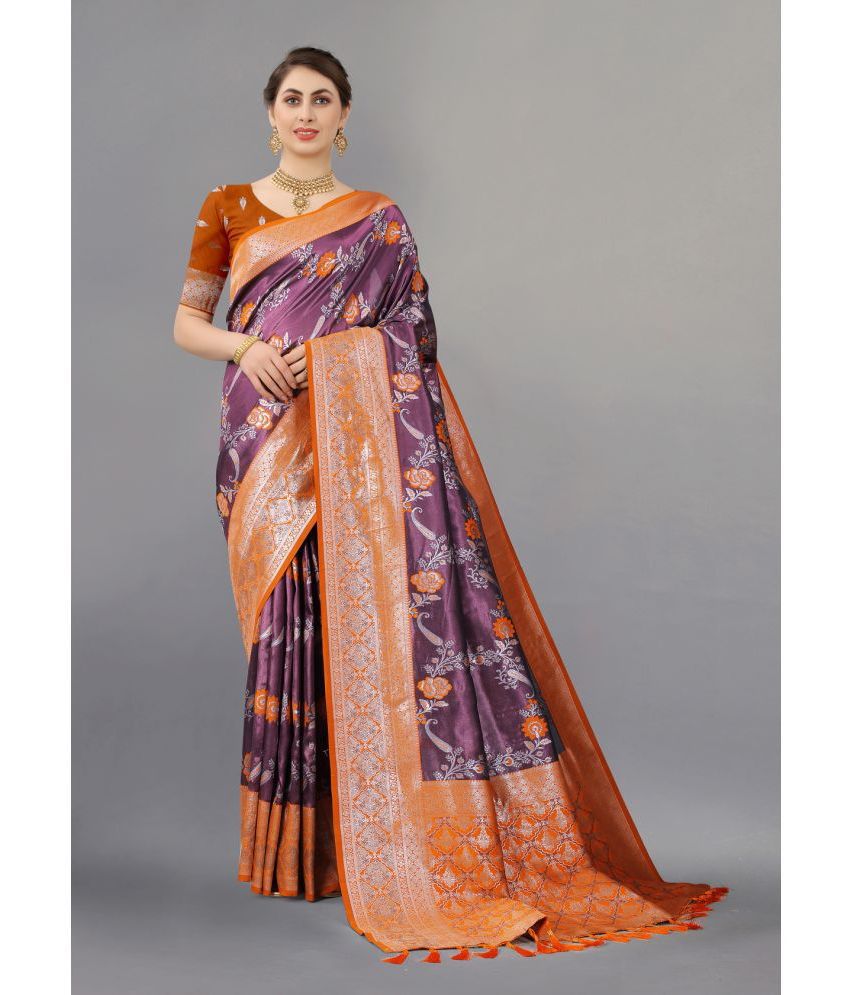     			OFLINE SELCTION Silk Printed Saree With Blouse Piece - Orange ( Pack of 1 )