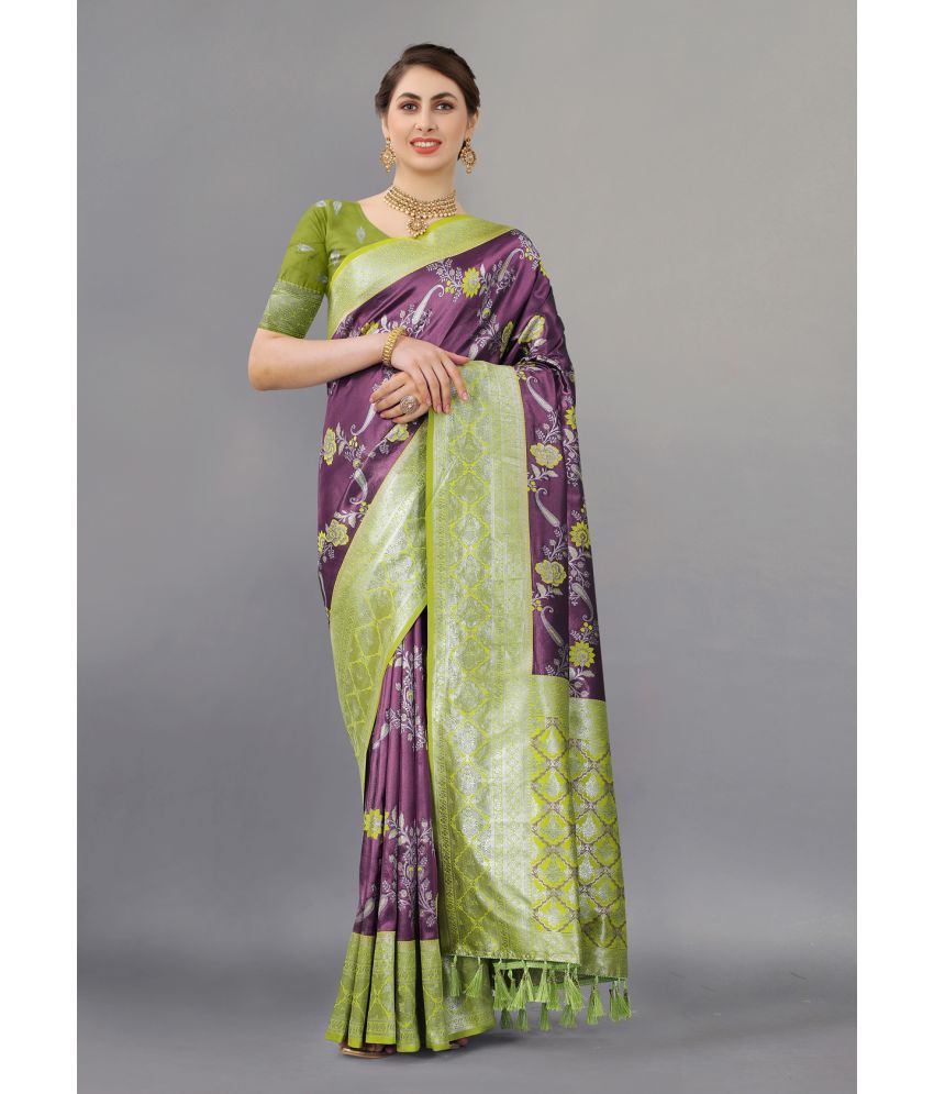     			OFLINE SELCTION Silk Printed Saree With Blouse Piece - Light Green ( Pack of 1 )