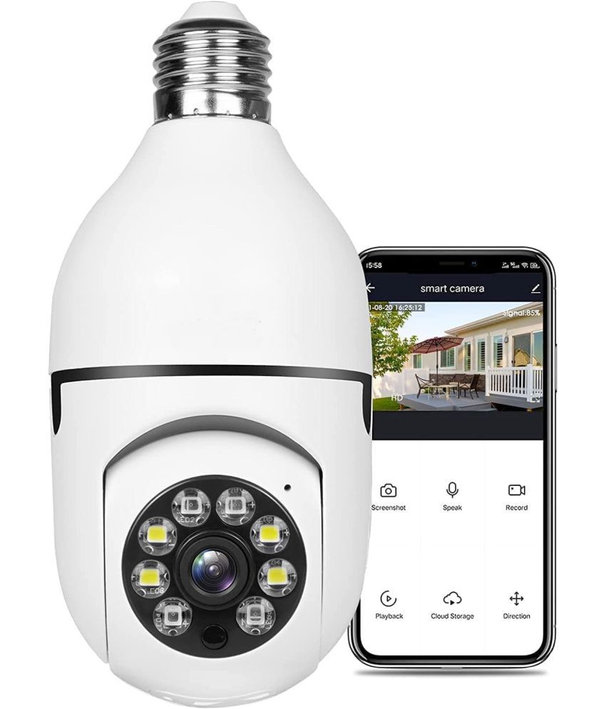     			IBOTZ Bulb Shape Indoor HD 3MP CCTV WiFi Camera | Pan/Tilt & Wide Angle | Two- Way Audio | Color Night Vision |Supports 128GB SD Card| Perfect for Home, Shop, Godown & Office Monitoring |B22 Holder