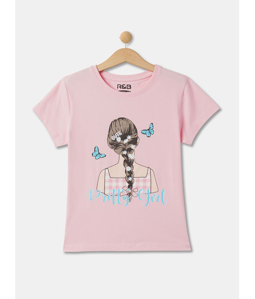     			R&B Pink Cotton Girls T-Shirt ( Pack of 1 )