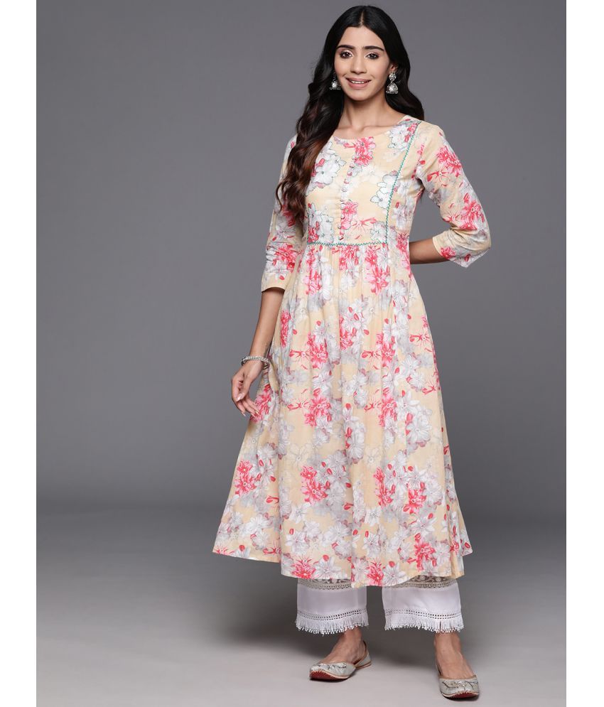     			Varanga Cotton Printed A-Line Women's Kurti - Pink ( Pack of 1 )