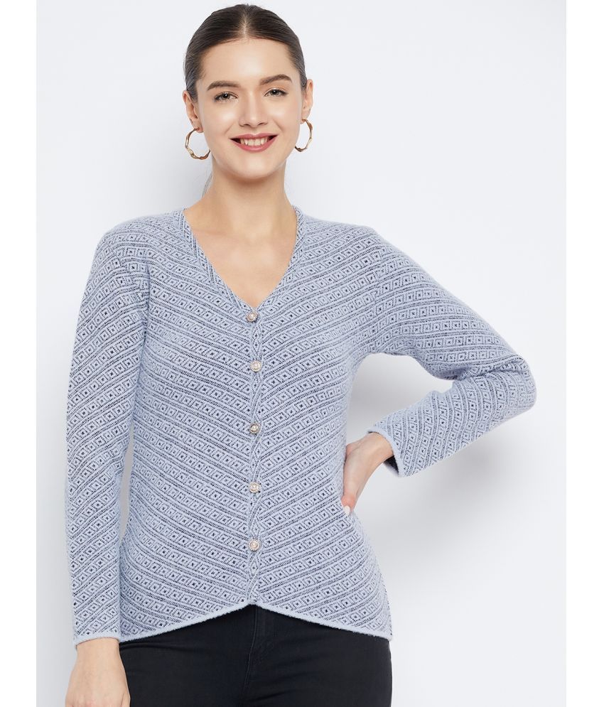     			zigo Woollen V Neck Women's Cardigans Dress - Blue ( Single )