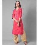 Dollar Missy Cotton Blend Embroidered Straight Women's Kurti - Red ( Pack of 1 )