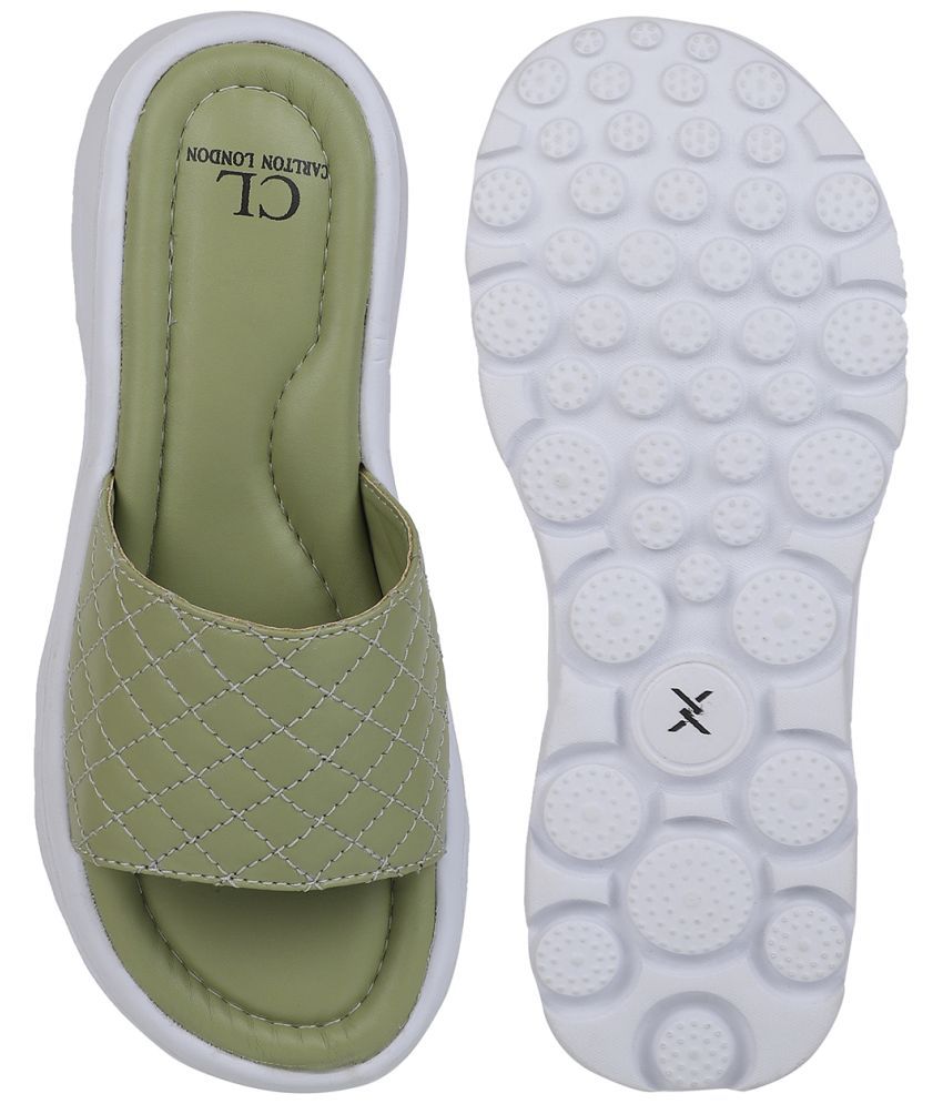     			Carlton London Green Women's Slide Flip Flop