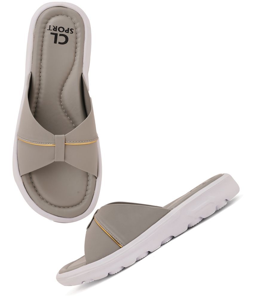     			Carlton London Light Grey Women's Slide Flip Flop