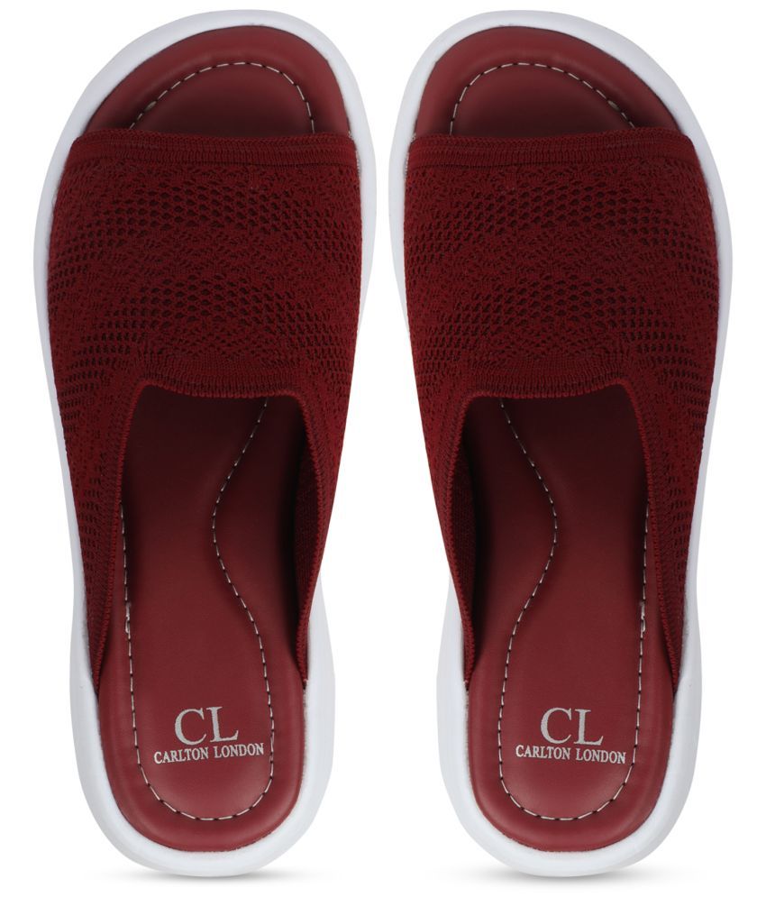     			Carlton London Maroon Women's Slide Flip Flop