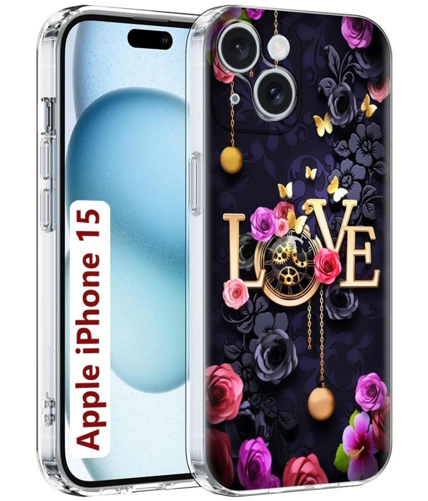     			Fashionury Multicolor Printed Back Cover Silicon Compatible For Apple iPhone 15 ( Pack of 1 )