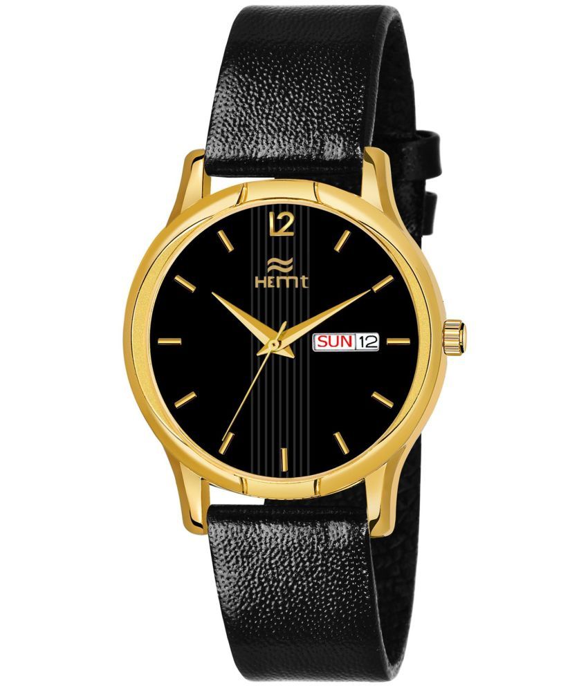     			Hemt Black Leather Analog Men's Watch