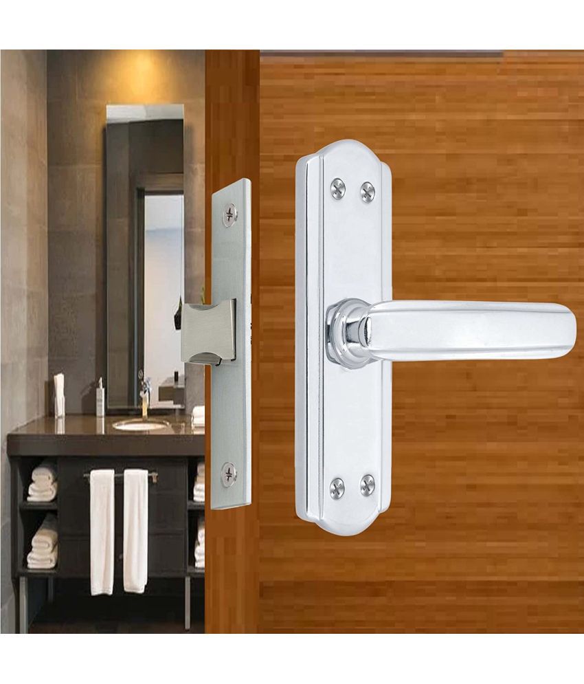     			OJASS Steel 5 Inches Bathroom Door Lock | Mortise Door Handle with Baby Latch Lock | Chrome Plated Finish (CP)| Keyless | Bathroom Lockset for Bathroom with out key (key less)Door | Balcony Toilet Washroom (BL+S05BCPL)