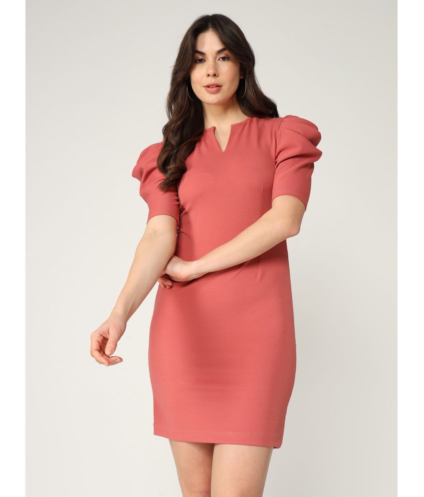    			Zima Leto Polyester Solid Mini Women's Bodycon Dress - Pink ( Pack of 1 )
