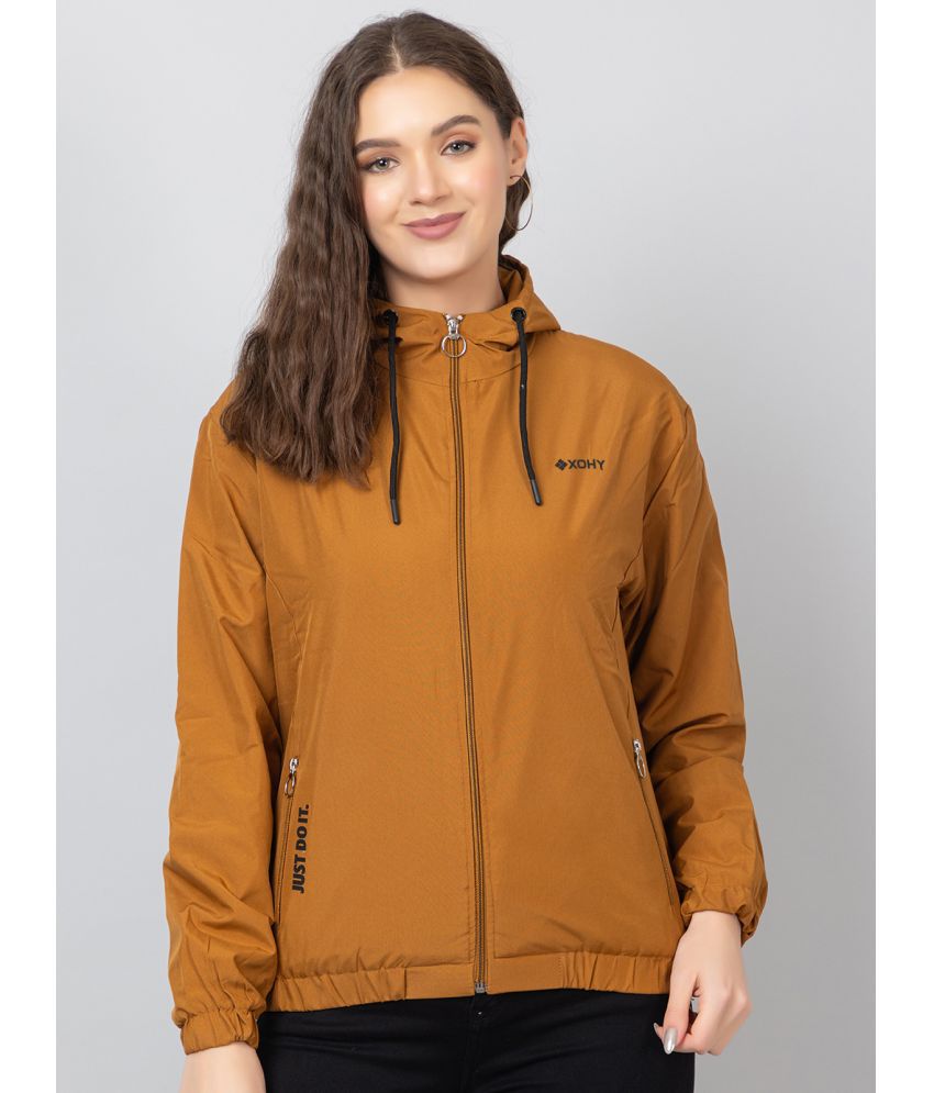     			xohy - Cotton Blend Gold Hooded Jackets