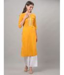 Dollar Missy Cotton Blend Embellished Straight Women's Kurti - Yellow ( Pack of 1 )