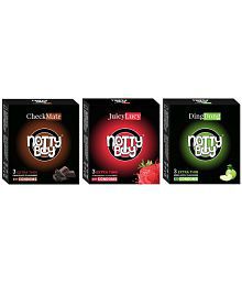 NottyBoy Strawberry, Chocolate and Fruit Flavour Condom (Set of 3, 9 Pcs)