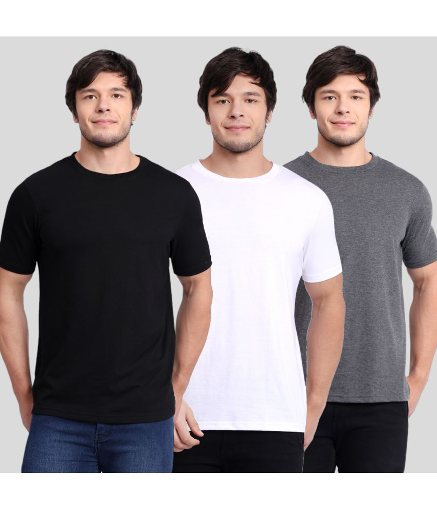     			Betrost 100% Cotton Regular Fit Solid Half Sleeves Men's T-Shirt - Melange Grey ( Pack of 3 )