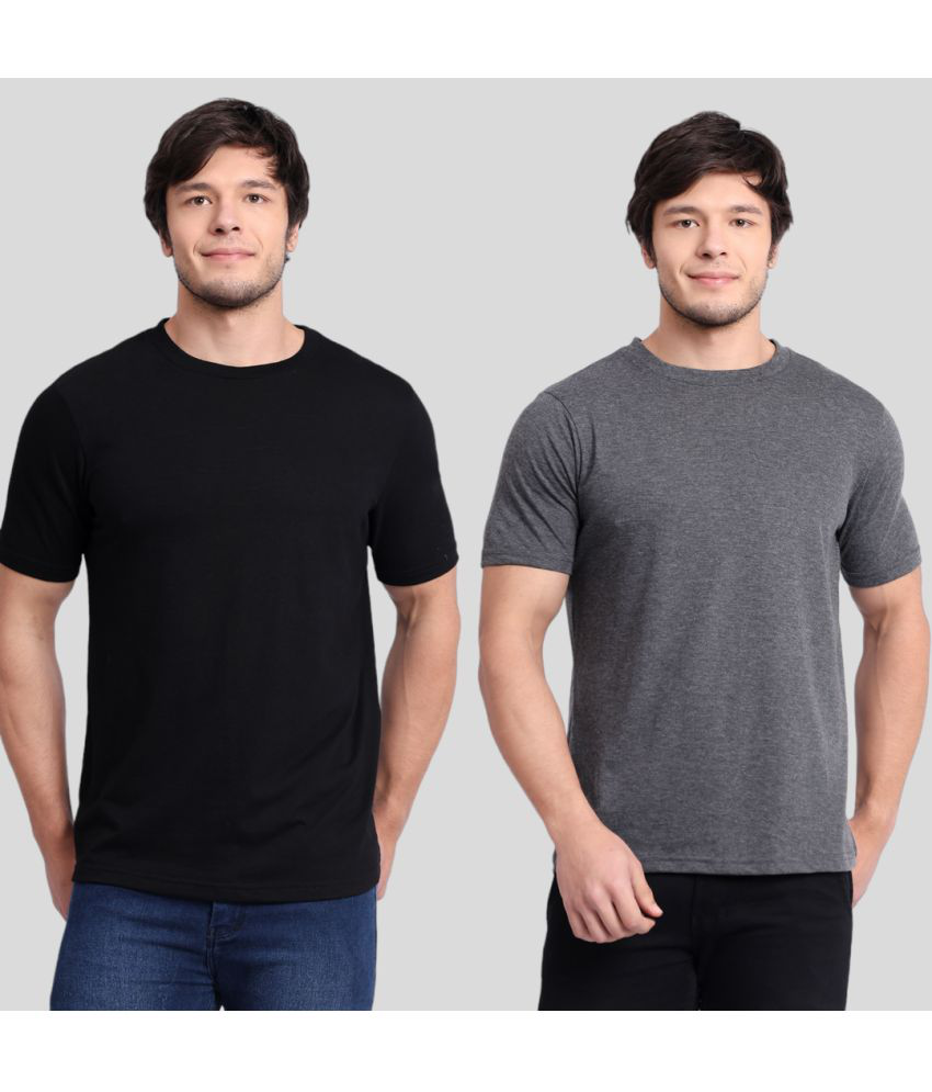     			Betrost 100% Cotton Regular Fit Solid Half Sleeves Men's T-Shirt - Melange Grey ( Pack of 2 )