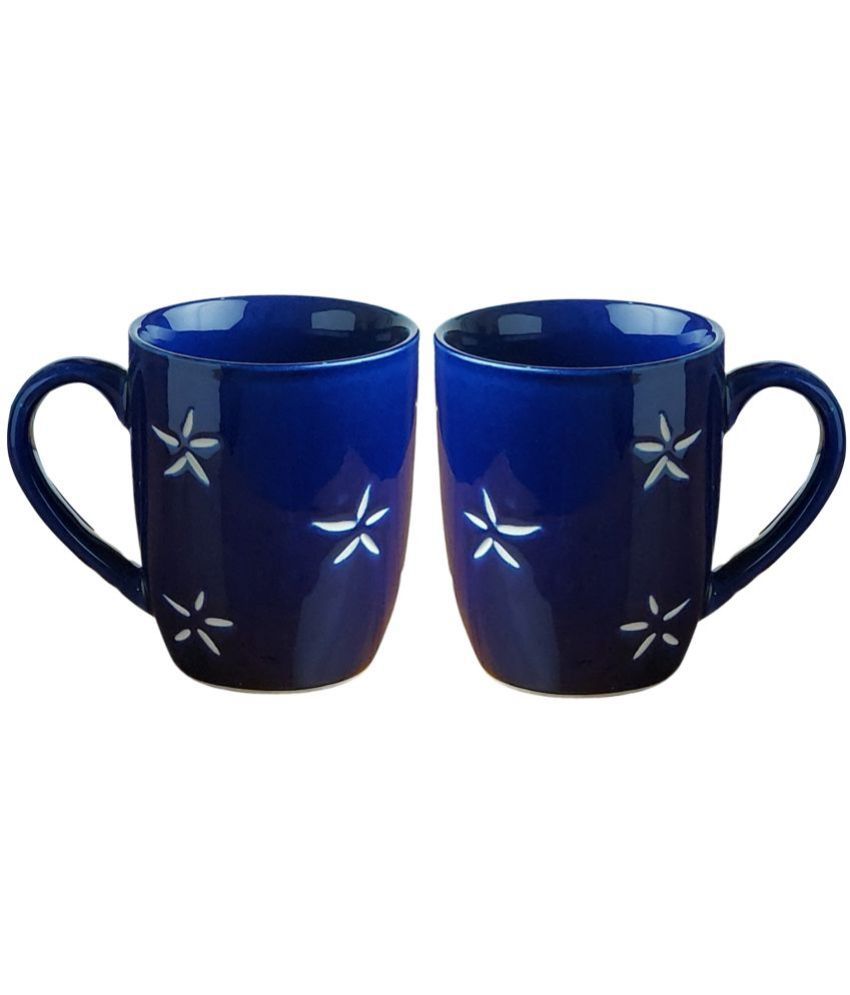     			Claybender Navy Blue Ceramic Coffee Mug ( Pack of 2 )