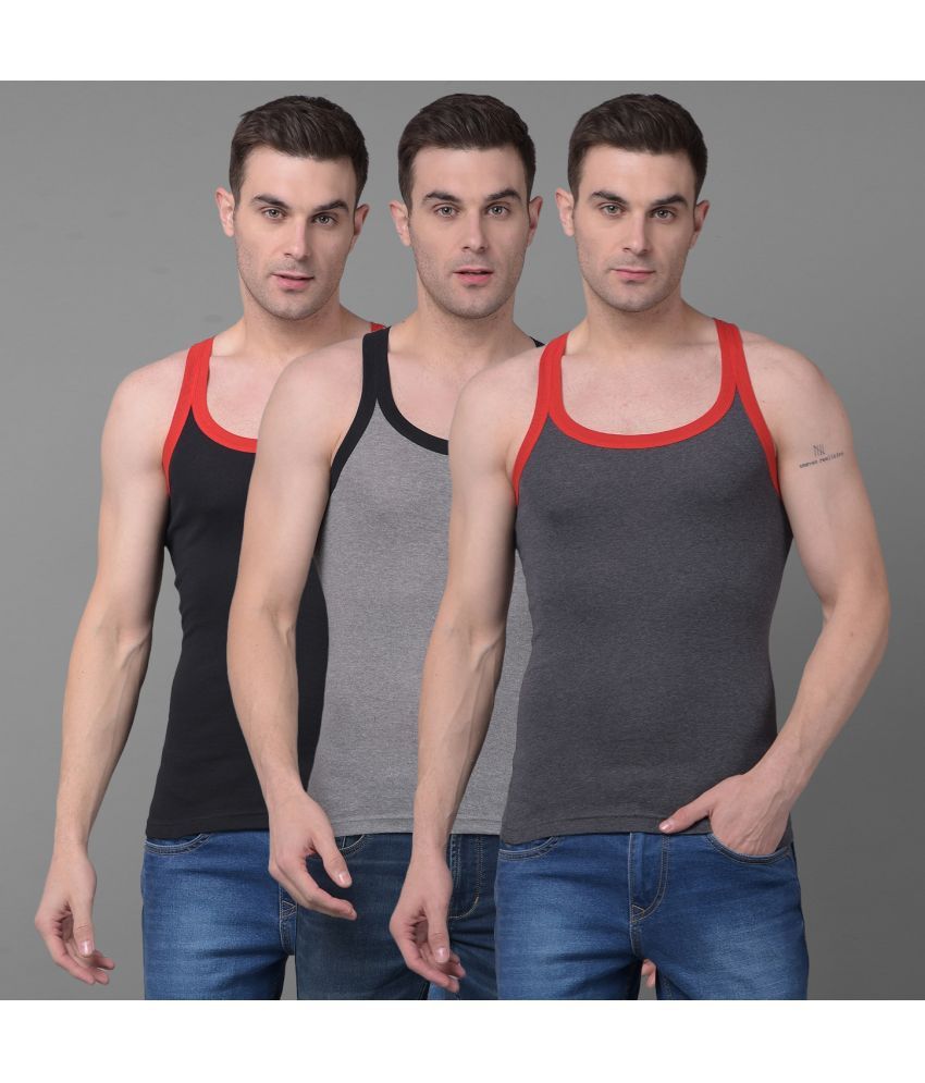     			Pack of 3 Dollar Bigboss Assorted Self Design Cotton Blend Men Vest