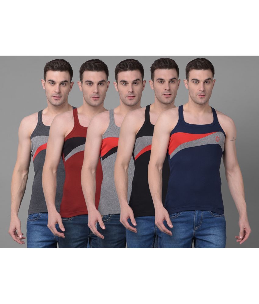     			Pack of 5 Dollar Bigboss Assorted Colorblock Cotton Blend Men Vest